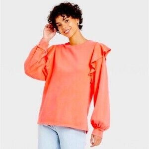 NWT Universal Thread Peach Ruffle Sweatshirt Small
